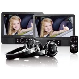 Leitor de DVD Portátil c/ 2 Monitores e 2 Auscultadores MES 415 9" (Preto) - LENCO