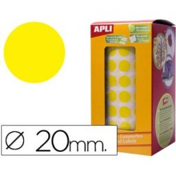 Etiquetas Auto Adesivas Apli Circulares 20 mm Amarelo em Rolo