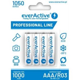 Blister 4 Pilhas Recarregáveis 1,2V AAA Ni-Mh 1000mAh - everActive