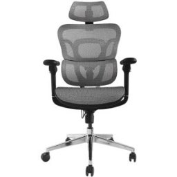 Cadeira de Escritório Ergonômica Premium c/ Apoio de Cabeça e Braços (Cinza) - EQUIP