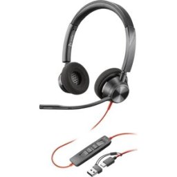 Auscultadores Headset Estéreo Blackwire 3320 USB-C c/ Adaptador USB-C/A - POLY