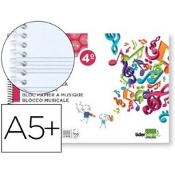 LIDERPAPEL Bloco Musica Quarto 20F 100g Pentagrama c/ 4 mm de Entrelinhas