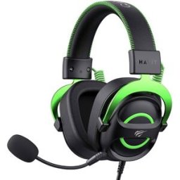 Auscultadores Headset Gaming c/ Microfone H2002E (Preto/Verde) - HAVIT