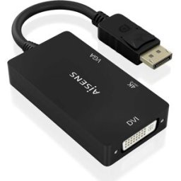 Conversor DisplayPort V1.2 - VGA/DVI/HDMI Preto (15cm) - AISENS