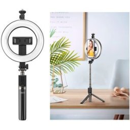 Tripé/Selfie Stick c/ Anel de Luz e Disparador Bluetooth - XO