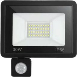 Projector LED IP66 220V Branco F. 6000K 30W 2700Lm c/ Sensor