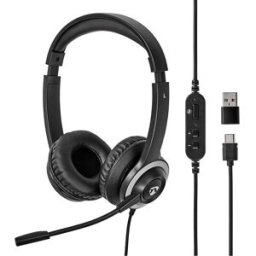 Auscultadores Headset USB c/ Micro (Preto) - NEDIS