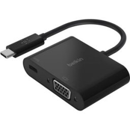 Conversor USB-C Macho - VGA Fêmea + Adaptador de Carga (Preto) - BELKIN