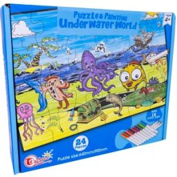 Puzzle "Under Water World" Pintar c/ 12 Marcadores (24 Peças)