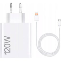 Carregador HyperCharge Combo USB-A 120W + Cabo USB-A p/ USB-C 1m (Branco) - XIAOMI
