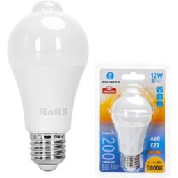 AIGOSTAR Lampada LED A60 220V E27 12W Branco Q. 3000K 1200Lm c/ Sensor Movimento