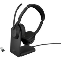 Auscultadores Evolve 2 55 Escritório/Call Center Bluetooth + Base de Carga (Preto) - JABRA