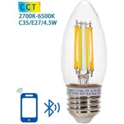 AIGOSTAR Lâmpada LED Inteligente E27 C35 Filamento Mesh Bluetooth 220V 4,5W 2700K~6500K 470Lm (Transparente)
