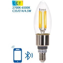 AIGOSTAR Lampada LED Inteligente E14 C35 Filamento Mesh Bluetooth 220V 4,5W 2700K~6500K 470Lm (Transparente)