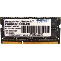 Memória RAM 8GB (1x8GB) PC3-12800 DDR3 1600MHz SODIMM - PATRIOT MEMORY