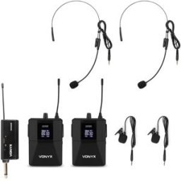 Pack 2x Microfones Bodypack + 1x Receptor Plug and Play s/ Fios UHF (WM552B) - VONYX