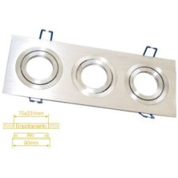 Aro Triplo Quadrado Ajustável em Aluminio p/ Lampadas MR16-GU10