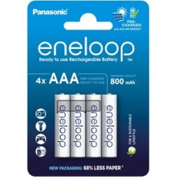 Blister 4x Pilhas Recarregáveis AAA 1,2V 800mAh eneloop - PANASONIC
