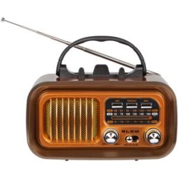 Rádio Portátil Analógico AM/FM Bluetooth/USB/microSD RA16 Solar (Castanho) - BLOW