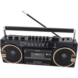 Rádio Portátil RETRO "80s" AM/FM 2x 8W c/ Leitor Cassetes USB/SD - RICATECH