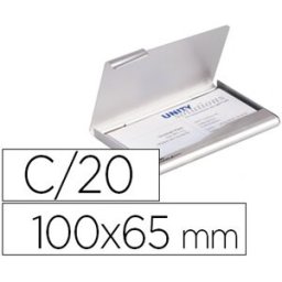 Porta Cartoes Durable Alumínio Capacidadee 20 Cartões de Visitas 55X90 mm Cor Prata 100X65 mm