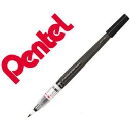 Blister Pincel Com Tinta A Base De Agua Pentel Gfl Preto Ponta De Nylon Portatil Com Tampa Recarrega