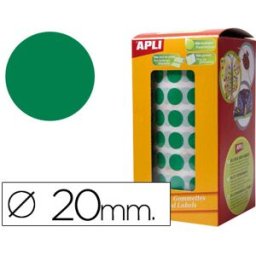 Etiquetas Auto Adesivas Apli Circulares 20mm Verde em Rolo