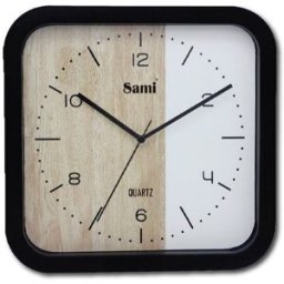 Relógio de Parede Quadrado Moldura em Preto 30 x 29cm (Madeira/Branco) - SAMI