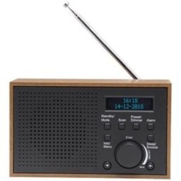 Rádio Portátil DAB-46 2W c/ Visor (Preto / Madeira) - DENVER