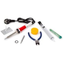 Velleman Kit Soldadura (Ferro Soldar 30W, Ponteira Subst, Dessoldador, Suporte, Solda, Massa Fluxo e Alicate)