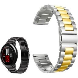 Correia Met. Dual Elos (Dourado) p/ Xiaomi Amazfit Pace/Stratos/Stratos2S/GTR 47mm/Ticwatch/Huawei/