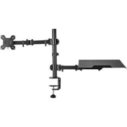 Suporte de Mesa Duplo p/ Monitor 15" - 32" c/ Suporte p/ Portátil 17" (Preto) - NEDIS