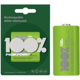 PEAKPOWER Blister 2 Pilhas Recarregáveis C / R14 Ni-Mh 1,2V 4000mAh - PEAK POWER