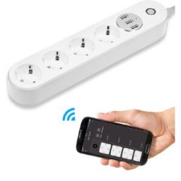 Extensão Quadrupla Inteligente 2300W c/ Cabo 2,15 mts + 3x USB Wi-Fi Android/iOS (Smart Life)