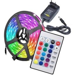 Pack Fita LEDs IP65 RGB (5 mts) 12V + Fonte Alimentação c/ Comando