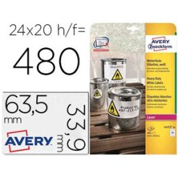 Etiqueta Avery Adesiva Poliester Branco 63,5X33,9 mm p/ Impressora Laser (480 Unidades)