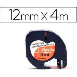 Cinta Rotuladora Auto-Adesiva 12mm x 4m p/ Máquina Letratag (Vermelho) - Q-CONNECT