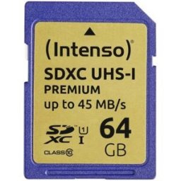 Cartão de Memória 64GB SDHC Premium Class10 UHS-I - INTENSO