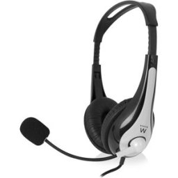 Auscultadores Headset c/ Microfone (Cinzento) - EWENT