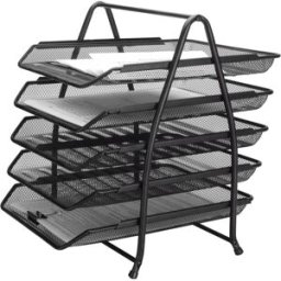 Tabuleiro Secretaria Q-Connect Metalica Rede Preta 5 Bandejas Moveis 350X275X375 Mm - Q-CONNECT