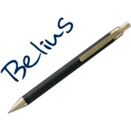Esferografica Belius Postdam Preta E Dourada Corpo Fibra Carbono Tinta Gel Azul Em Estojo - BELIUS