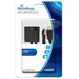 Cabo Hdmi A Vga Jack 3.5 Mm Preto - MEDIARANGE