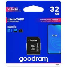 Cartão de Memória 32GB UHS-I MicroSD + Adaptador SD (CLASS 10) - GOODRAM
