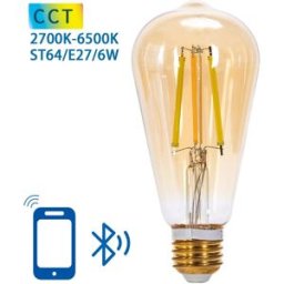 AIGOSTAR Lâmpada LED Inteligente E27 ST64 Filamento Mesh Bluetooth 220V 6W 2700K~6500K 806Lm (Âmbar)