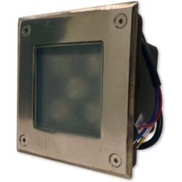 Projector LED Quadrado Inox p/ Encastrar IP67 220V AC 5W Branco F. 6000K