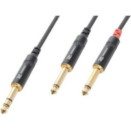 Cabo Jack 6,3mm Macho Stéreo - 2x Jack 6,3mm Macho Mono (3 mts) - Power Dynamics CONNEX