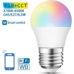AIGOSTAR Lâmpada LED Inteligente E27 G45 Smart Wi-Fi 220V 6,5W RGB + 2700K ~ 6500K 555Lm