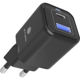 Carregador Universal Duplo USB-C / USB-A 20W Quick Charge 3.0 (Preto) - ICY BOX
