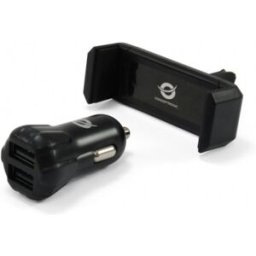 Pack Carregador Universal Isqueiro 12/24V 2x USB 2A + Suporte p/ Smartphone - CONCEPTRONIC