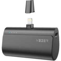 Mini PowerBank 5000mAh USB-C / Lightning (Preto) - VEGER